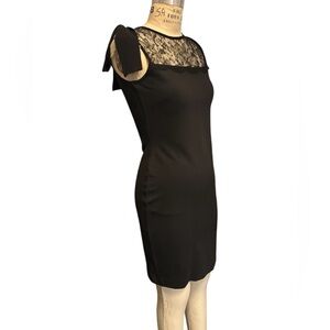 RED Valentino Black Mini Dress with Lace & Bow Accents
